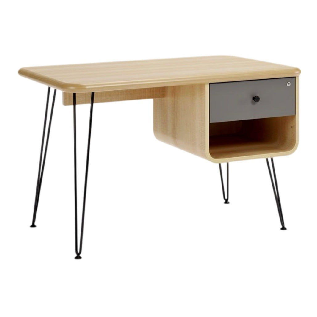 Minimalistisch Houten Bureau met Lades en Stalen Poten
