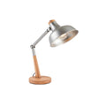 Verstelbare metalen bureaulamp met houten voet