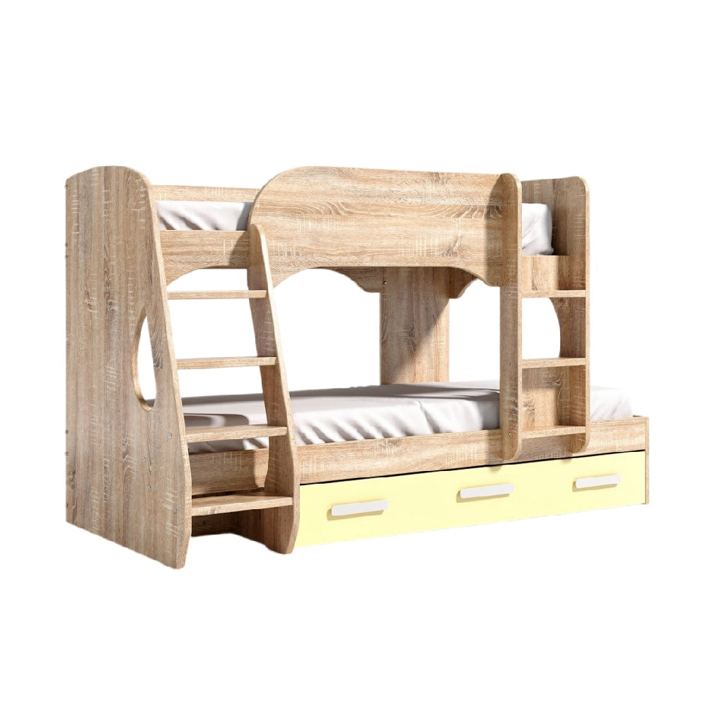 Houten Stapelbed met Opbergruimte en Ladder